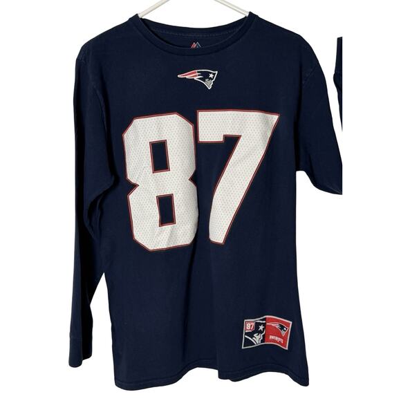 Gronkowski NFL Cotton Shirt Mens Size Large Blue New England Patriots Pullover - Picture 6 of 8